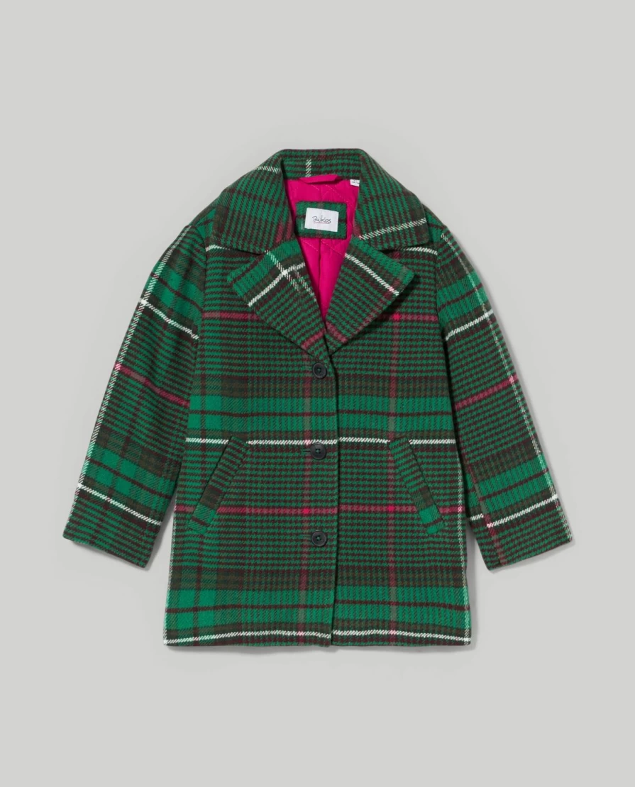 Blukids Girls Scottish Plaid Wool Coat for Children - Traditional Tartan Winter Jacket