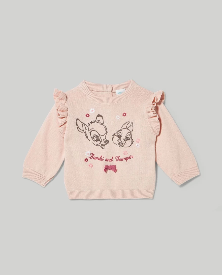 Blukids Newborn Baby Girl Embroidered Tricot Sweater - Soft & Comfortable Knitwear
