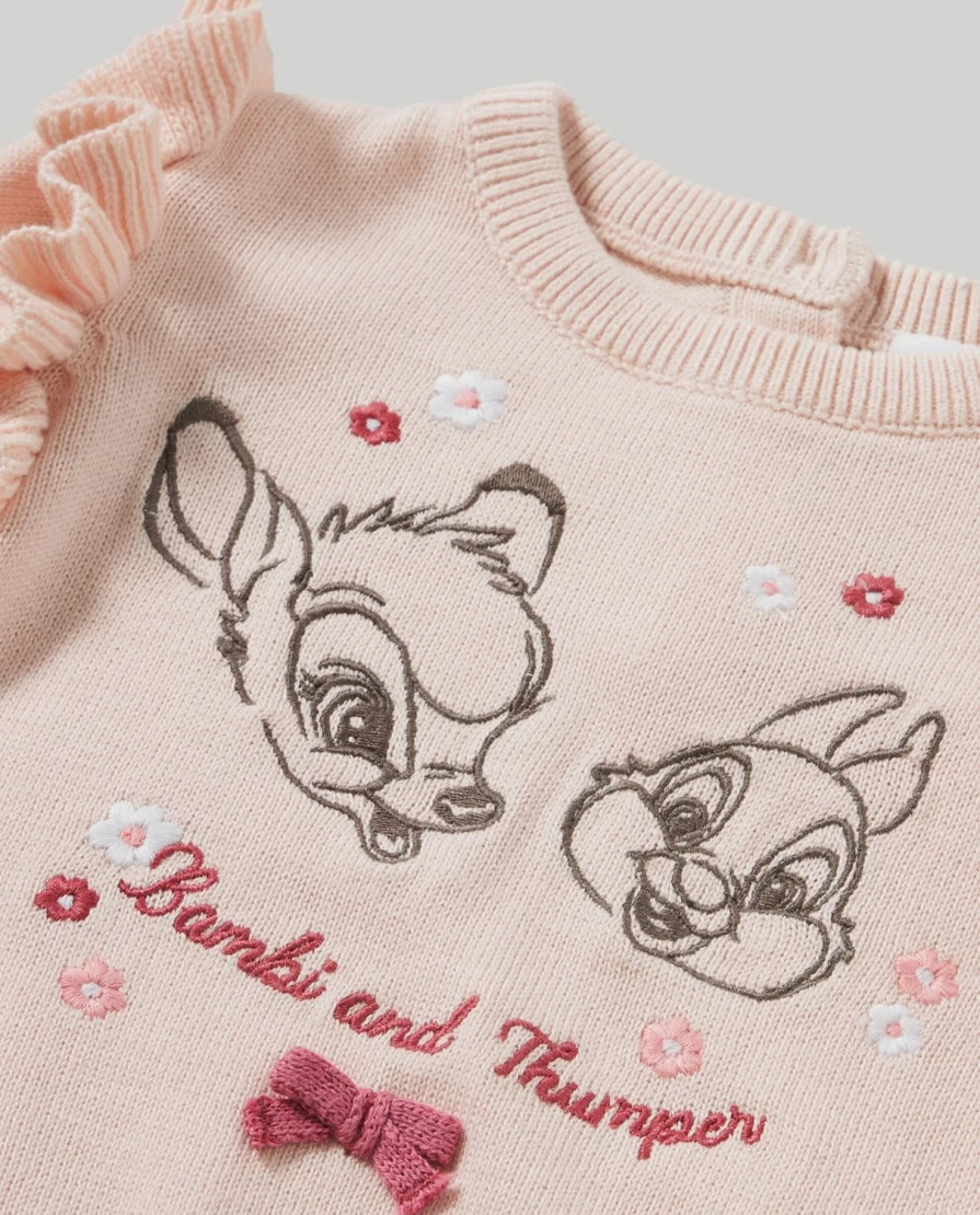 Blukids Newborn Baby Girl Embroidered Tricot Sweater - Soft & Comfortable Knitwear