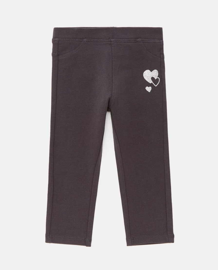 Blukids Newborn Girls' Glitter Treggings - Stretch Cotton Fleece Comfort