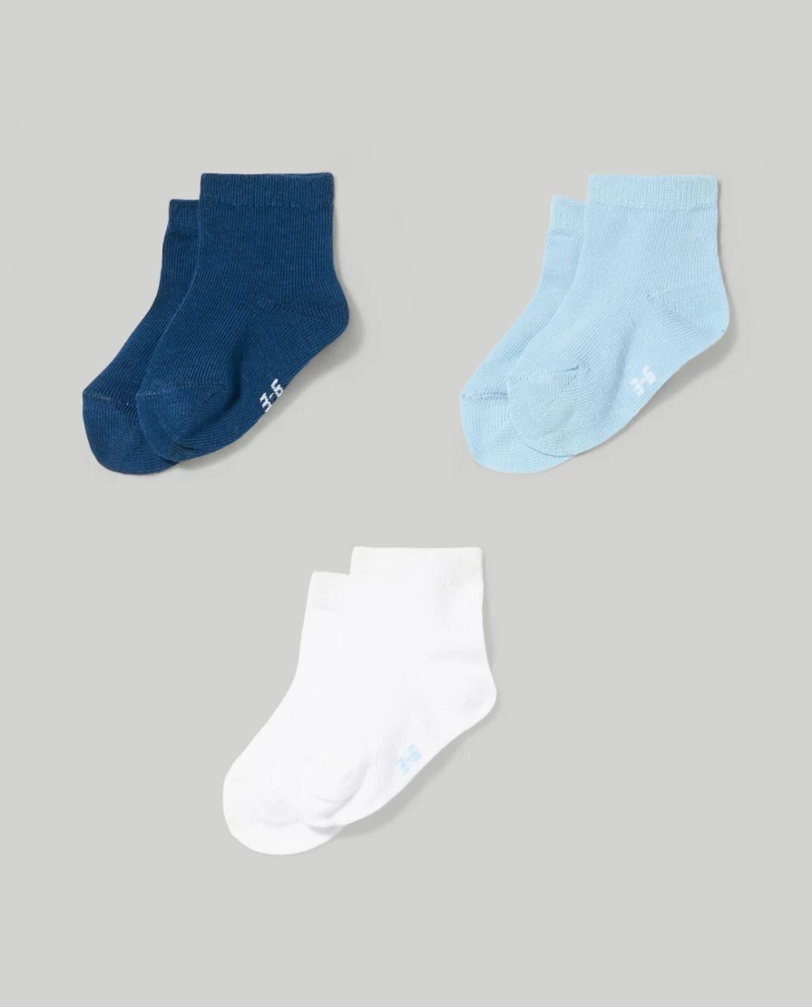 Blukids Newborn Baby Short Socks 3-Pack - Soft Cotton Ankle Socks for Infants