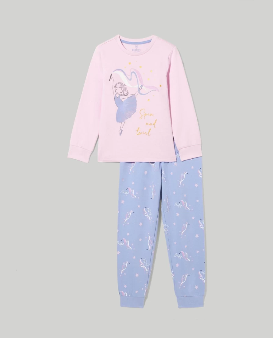 Blukids Girls' Soft Pure Cotton Fleece Pajamas - Comfortable Kids Sleepwear