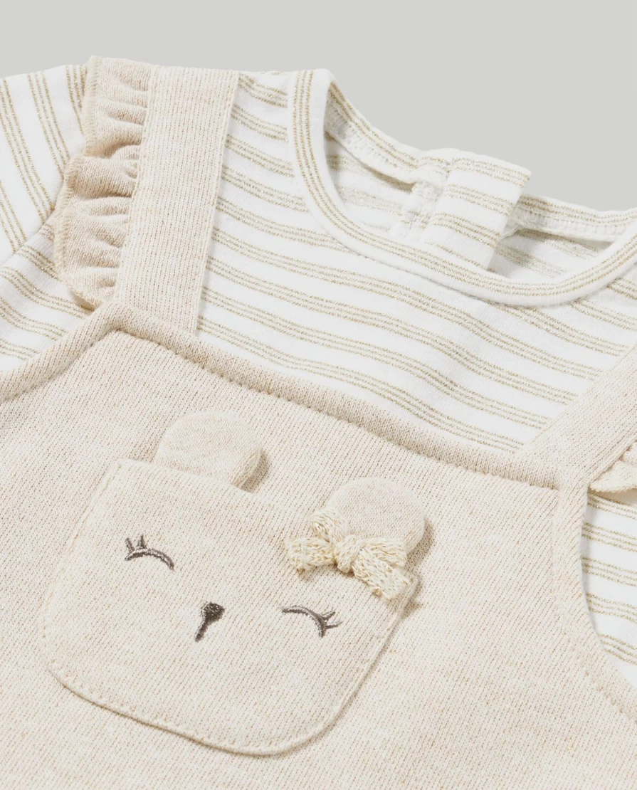 Blukids Newborn Cotton Fleece Dungaree Dress - Soft Baby Girl & Boy Jumpsuit Romper