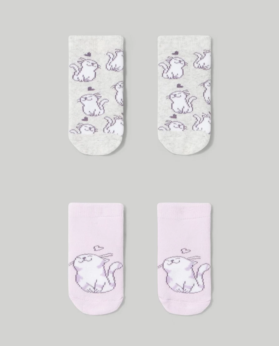 Blukids Pack Of 2 Non-Slip Baby Socks For Newborns - Soft Anti-Skid Infant Socks