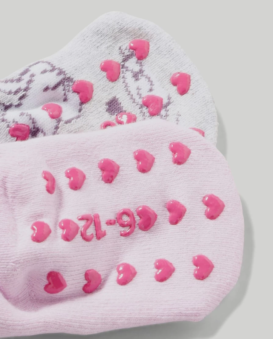 Blukids Pack Of 2 Non-Slip Baby Socks For Newborns - Soft Anti-Skid Infant Socks