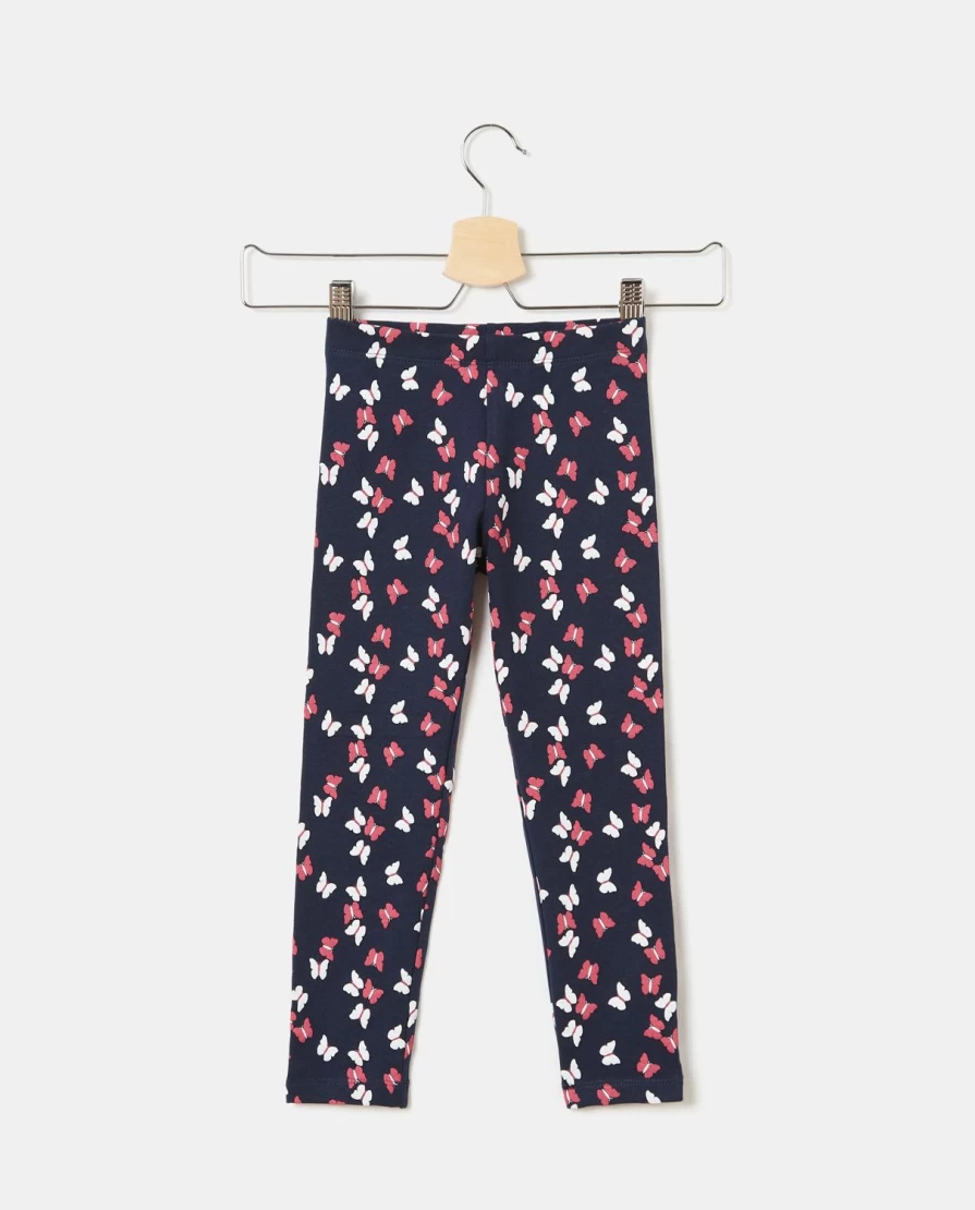 Blukids Girls' Butterfly Print Stretch Cotton Leggings for Kids - Comfortable & Stylish
