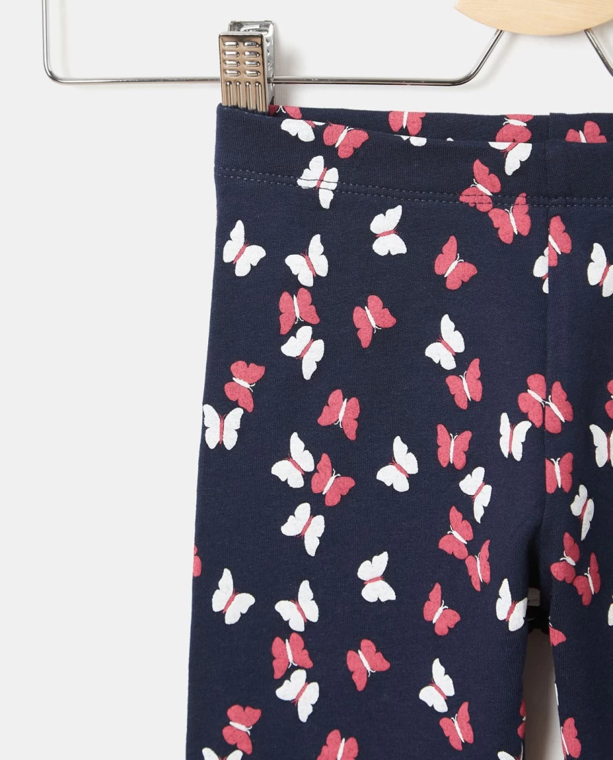 Blukids Girls' Butterfly Print Stretch Cotton Leggings for Kids - Comfortable & Stylish