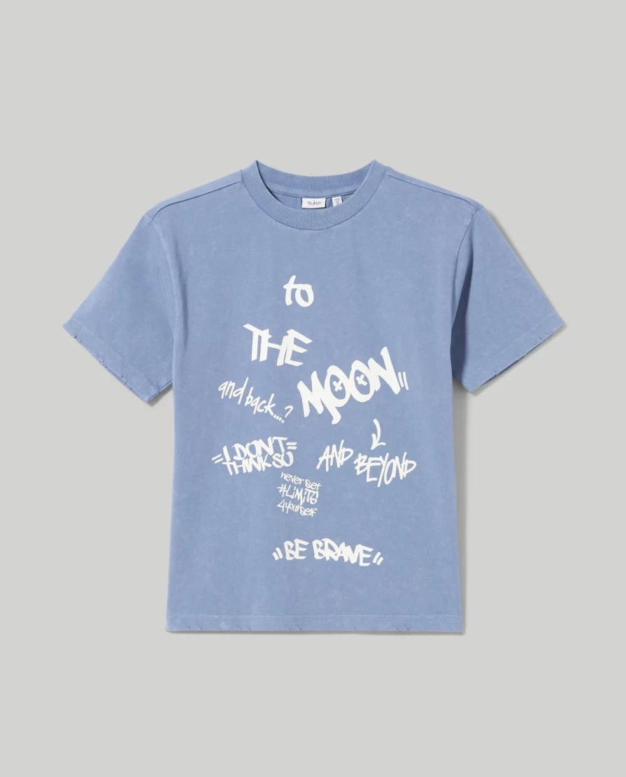 "Blukids Youth Pure Cotton T-Shirt with Fun Boy Print - Soft & Comfortable Kids Tee"