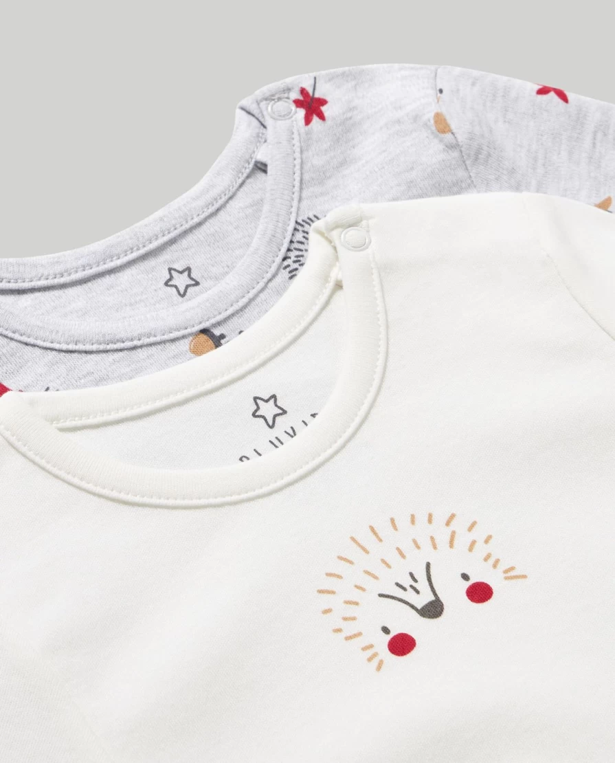 Blukids 2-Pack 100% Cotton Long-Sleeve Bodysuits for Newborns - Soft Baby Onesies