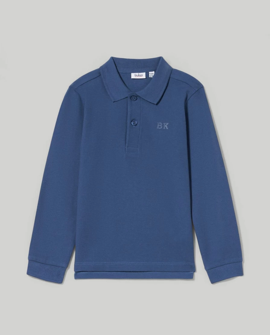 Blukids Kids' Pure Cotton Piquet Long-Sleeve Polo Shirt for Boys and Girls