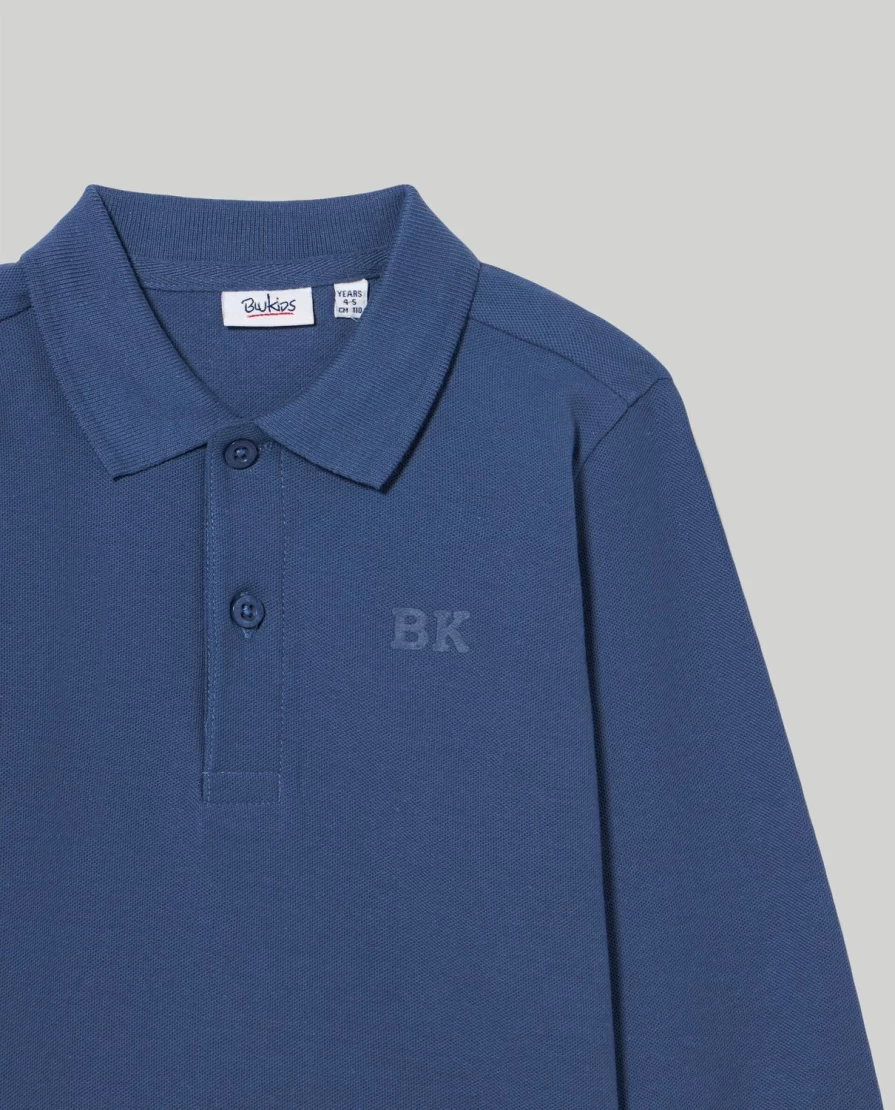 Blukids Kids' Pure Cotton Piquet Long-Sleeve Polo Shirt for Boys and Girls
