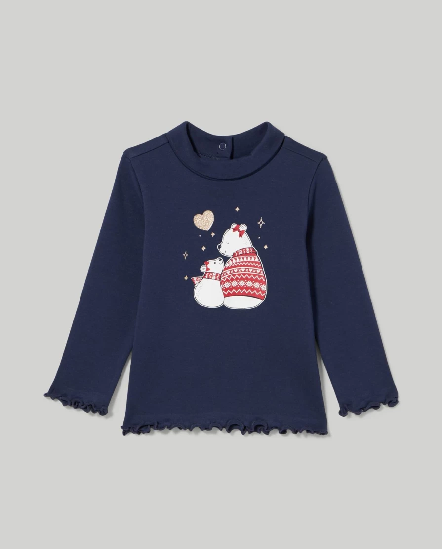Blukids Newborn Baby Girl's Soft Pure Cotton Turtleneck Top