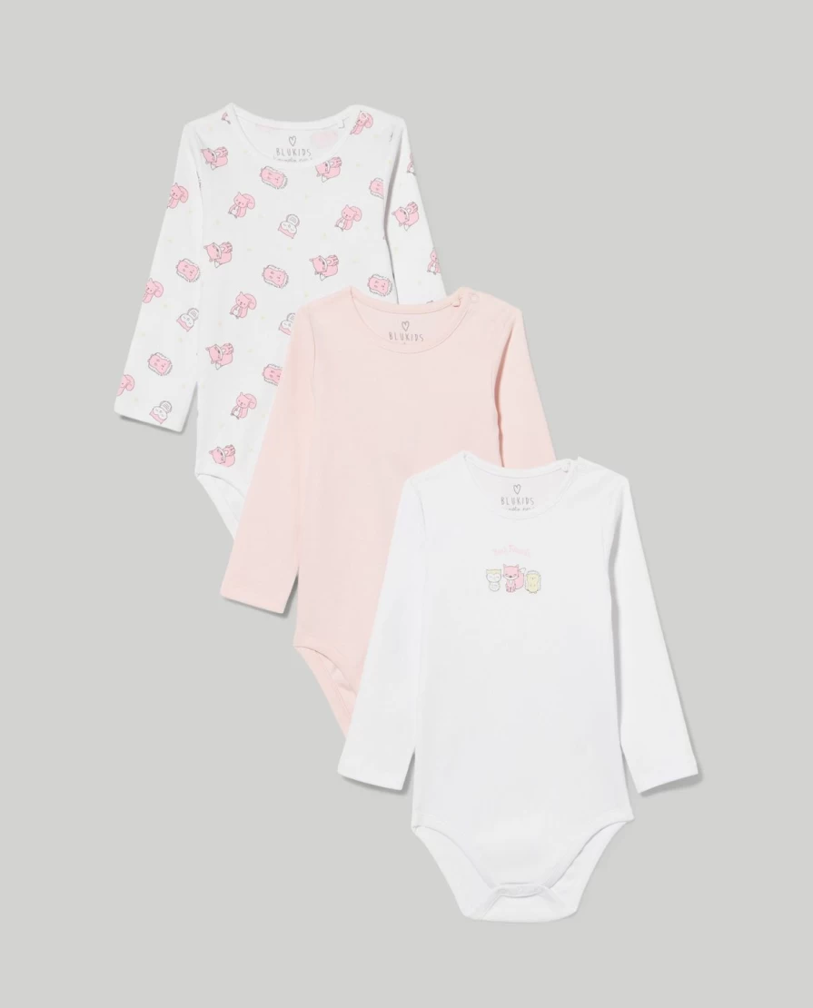 Blukids 3-Pack Newborn Baby Girl Long Sleeve Bodysuits for Birth