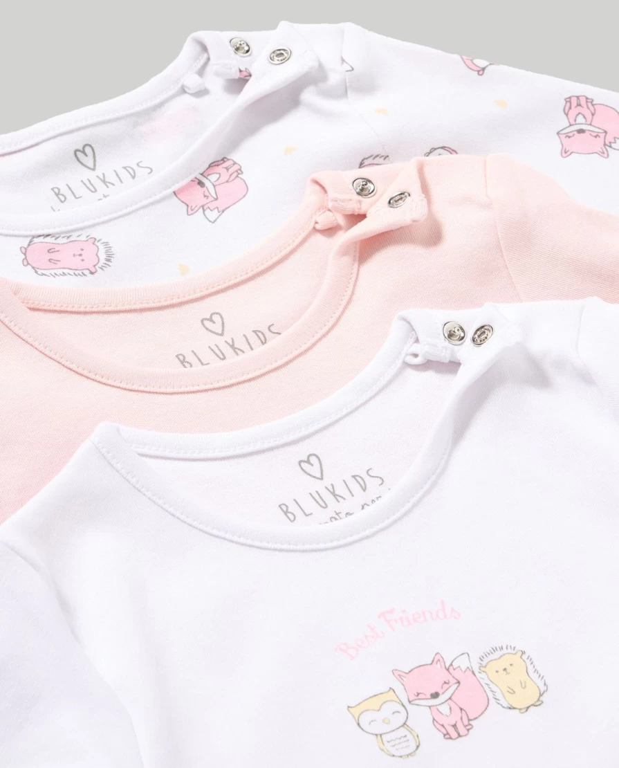 Blukids 3-Pack Newborn Baby Girl Long Sleeve Bodysuits for Birth