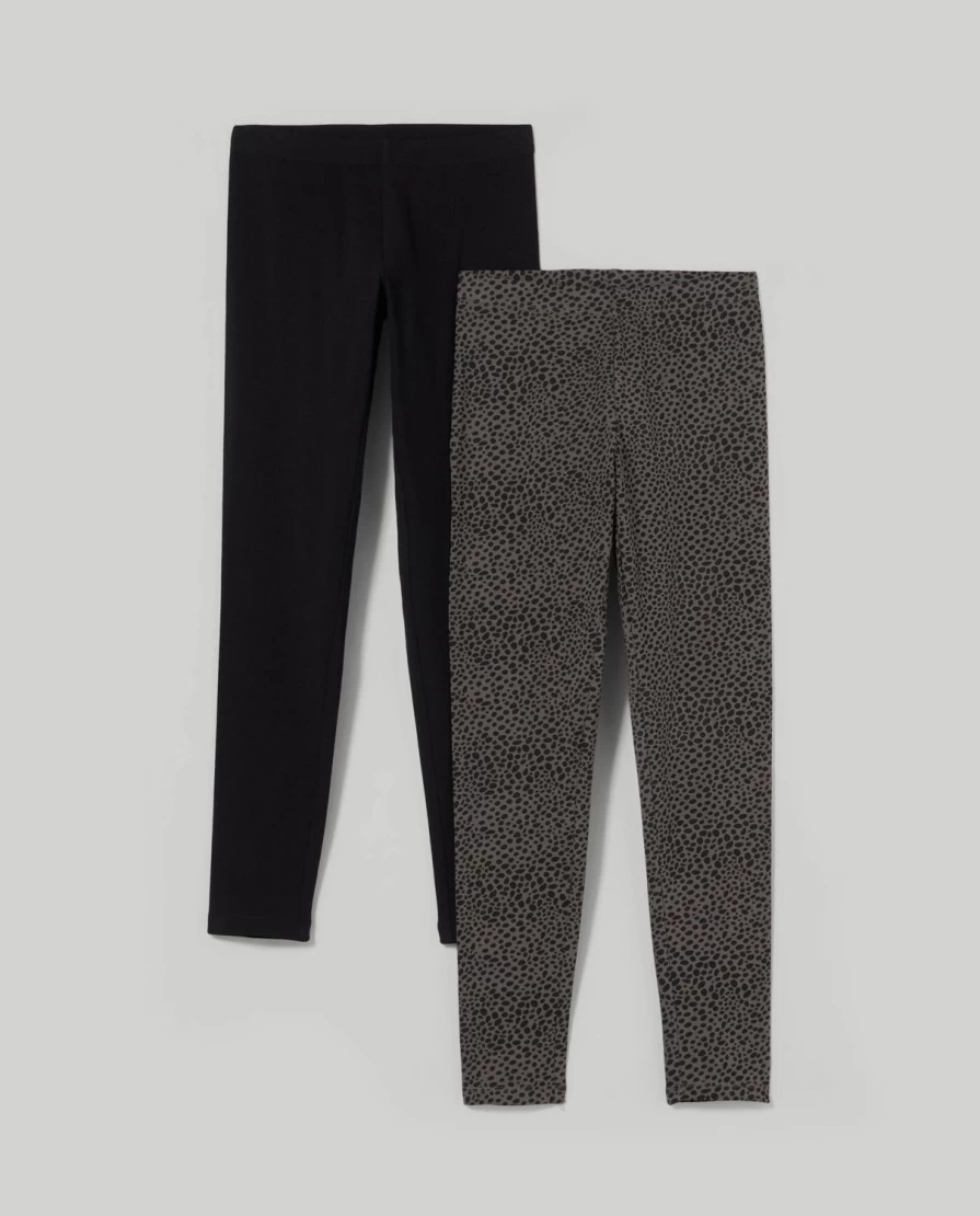 Blukids Youth Girls' Stretch Cotton Leggings - Pack of 2 Comfy & Soft Pairs