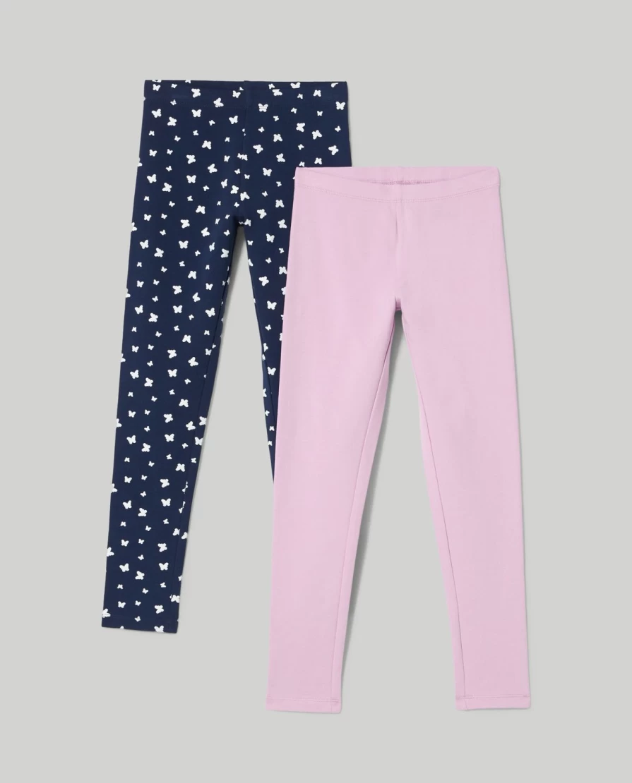 Blukids Girls' Fleece Leggings 2-Pack - Printed Winter Warm Kids Leggings for Children