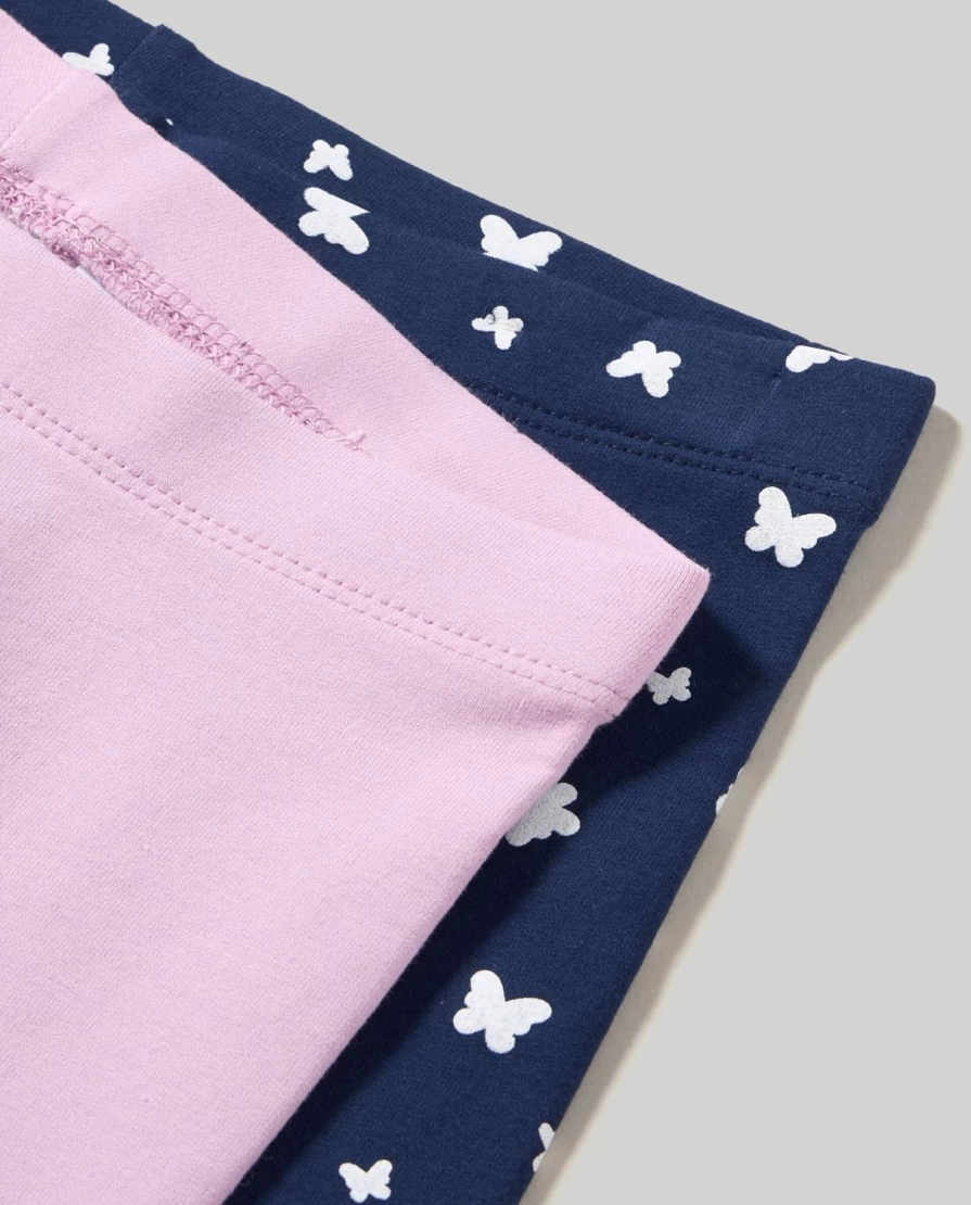 Blukids Girls' Fleece Leggings 2-Pack - Printed Winter Warm Kids Leggings for Children