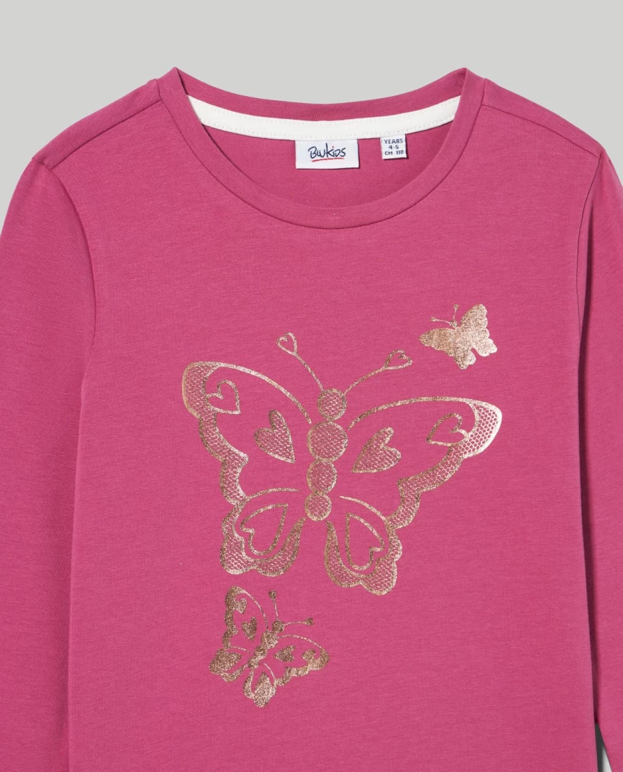 Blukids Girls' Stretch Cotton Long Sleeve T-Shirt for Kids - Comfortable & Stylish