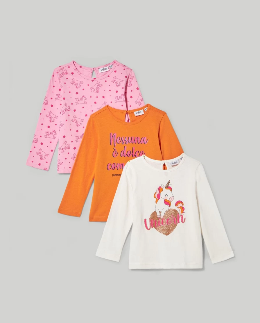 Blukids Newborn Baby Girls 3-Pack Pure Cotton Long Sleeve T-Shirts