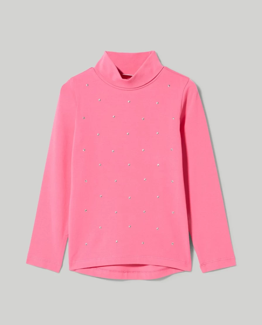 Blukids Girls' Stretch Cotton Turtleneck Top for Children - Soft Comfortable Long Sleeve Shirt