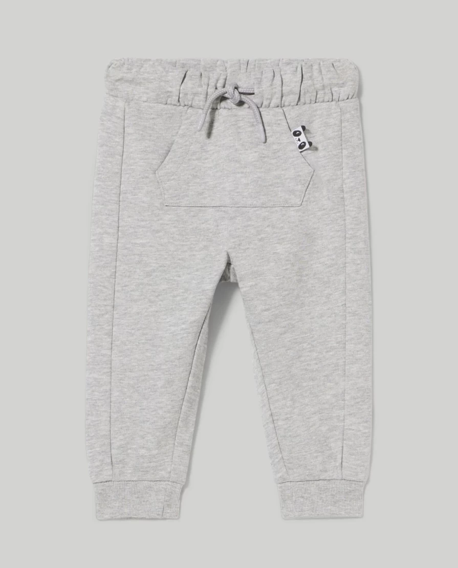 Blukids Newborn Melange Cotton Jogger Pants with Stylish Applications