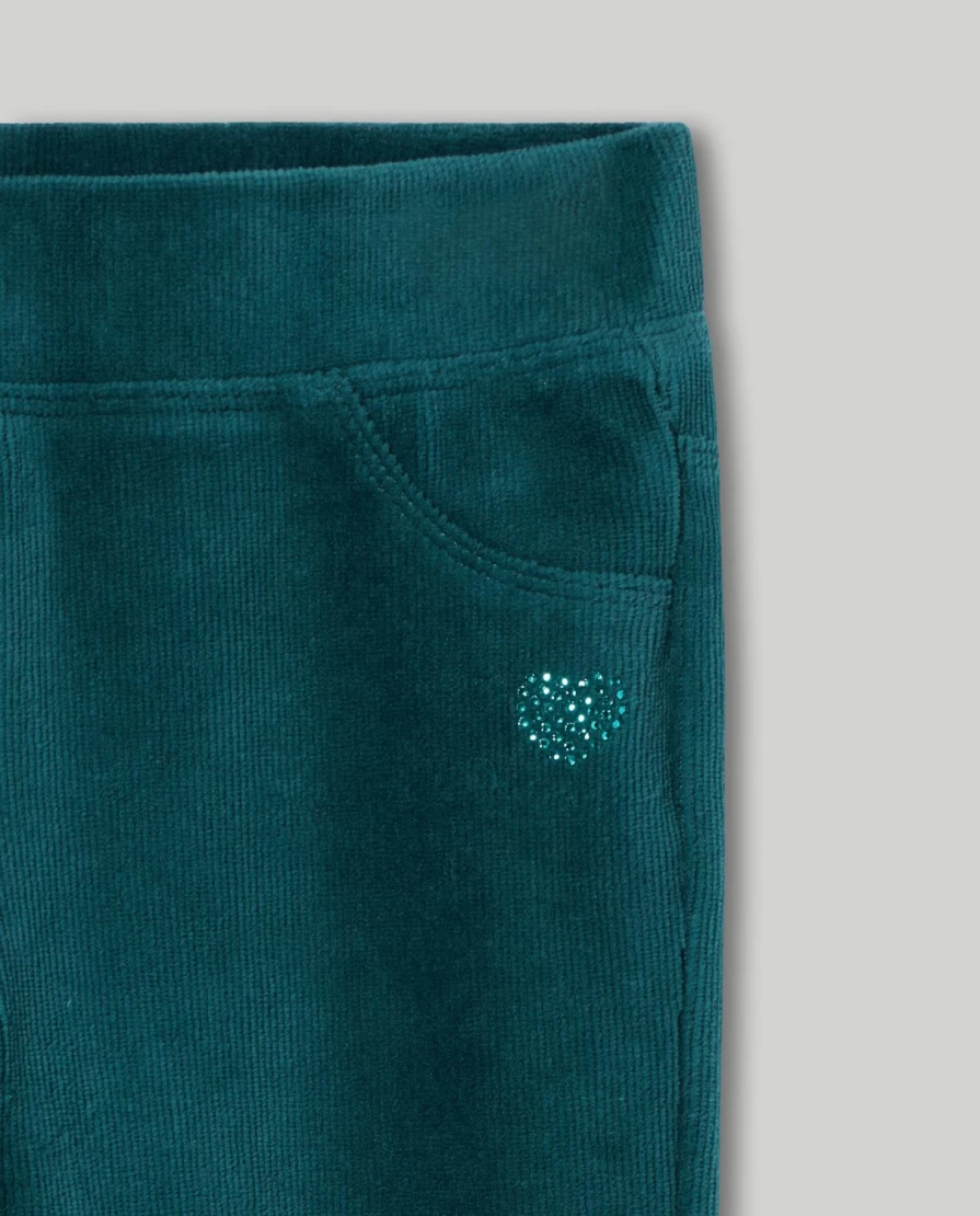 Blukids Girls Chenille Ribbed Treggings - Soft Comfortable Stretch Pants for Children