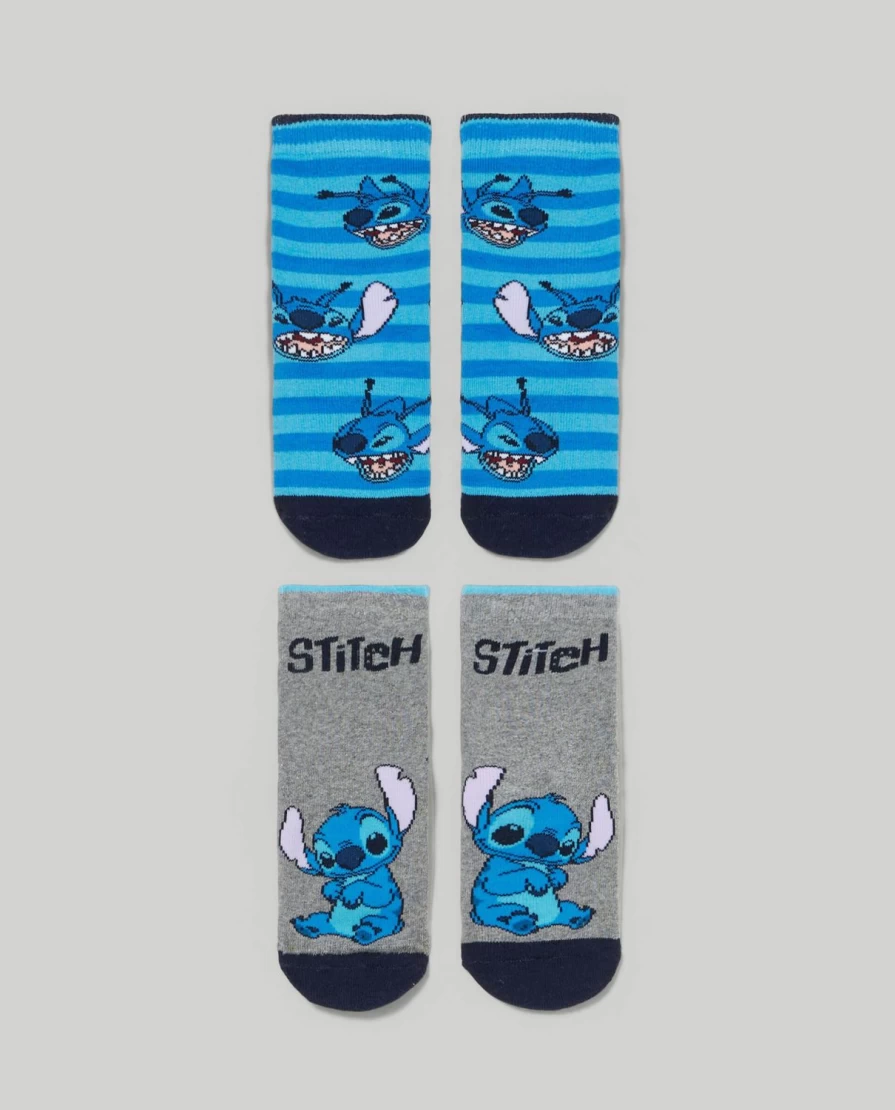 "Blukids Lilo & Stitch Anti-Slip Socks for Kids - Pack of 2 Pairs"