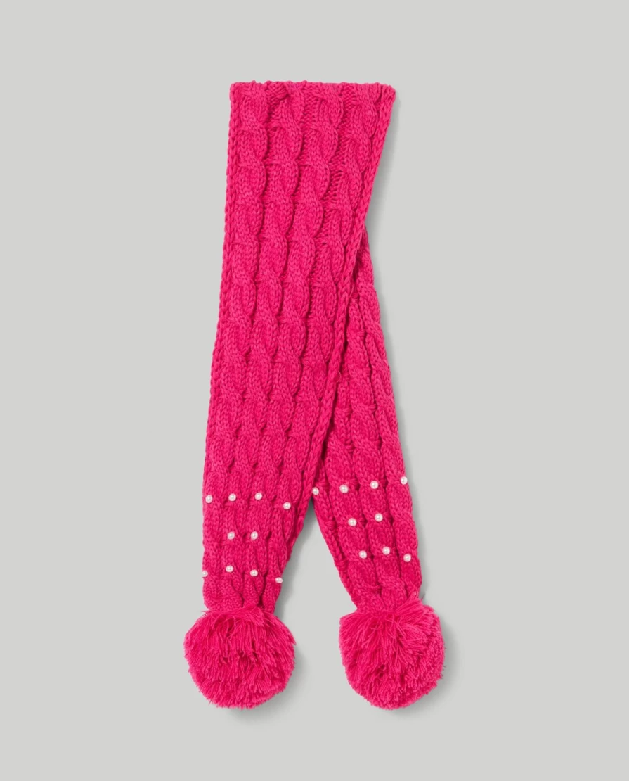 Blukids Children's Tricot Scarf with Cable Knit and Pearl Accents for Girls & Boys