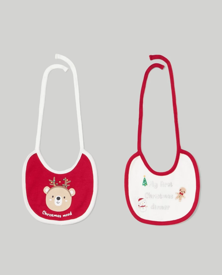 Blukids Pack Of 2 Adorable Christmas Baby Bibs For Holiday Celebrations