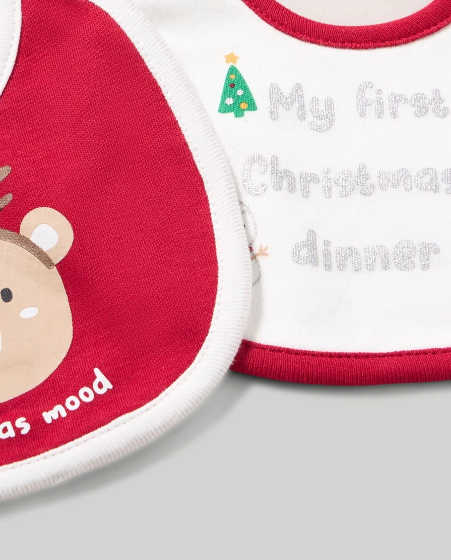 Blukids Pack Of 2 Adorable Christmas Baby Bibs For Holiday Celebrations