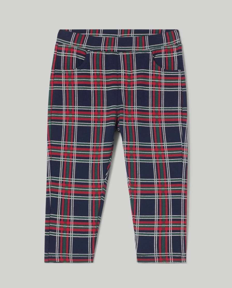 Blukids Newborn Baby Girl Checked Pattern Jeggings - Soft Stretch Comfort Pants
