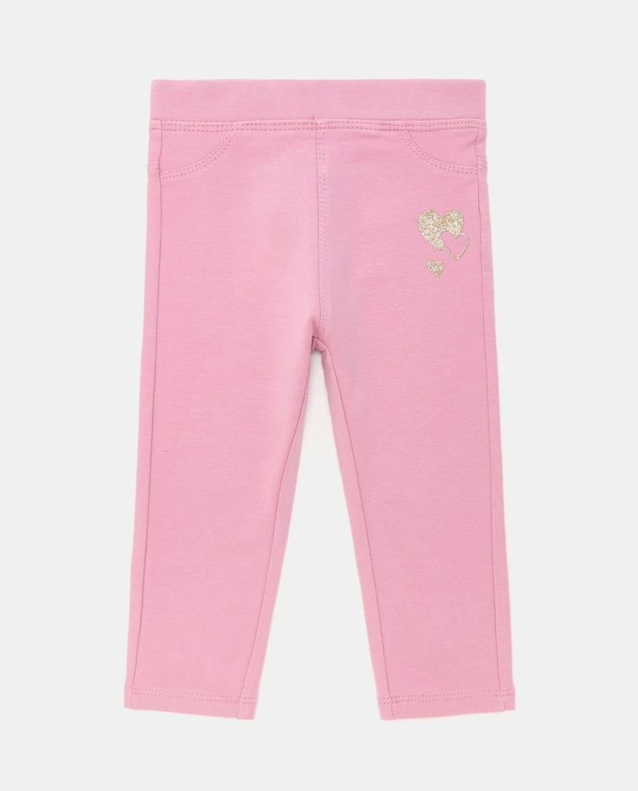 Blukids Newborn Girls' Glitter Treggings - Stretch Cotton Fleece Comfort