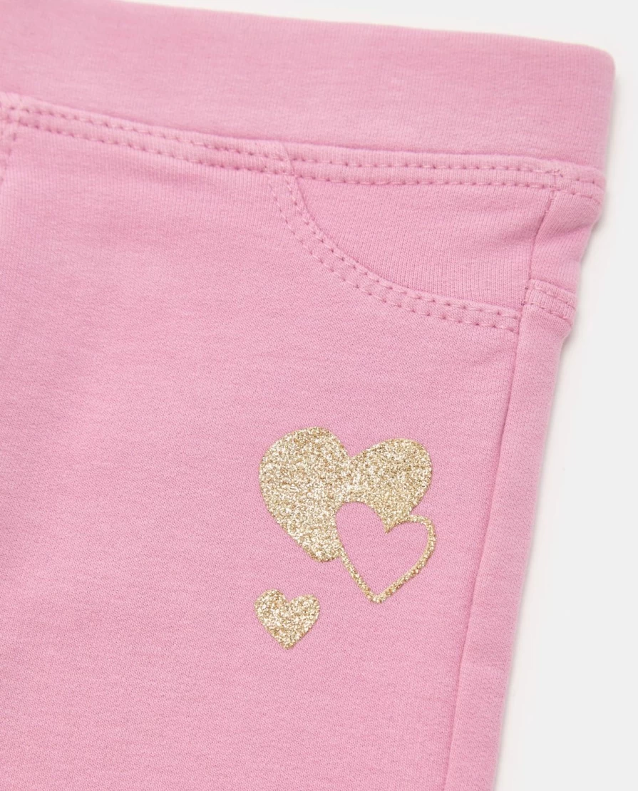 Blukids Newborn Girls' Glitter Treggings - Stretch Cotton Fleece Comfort