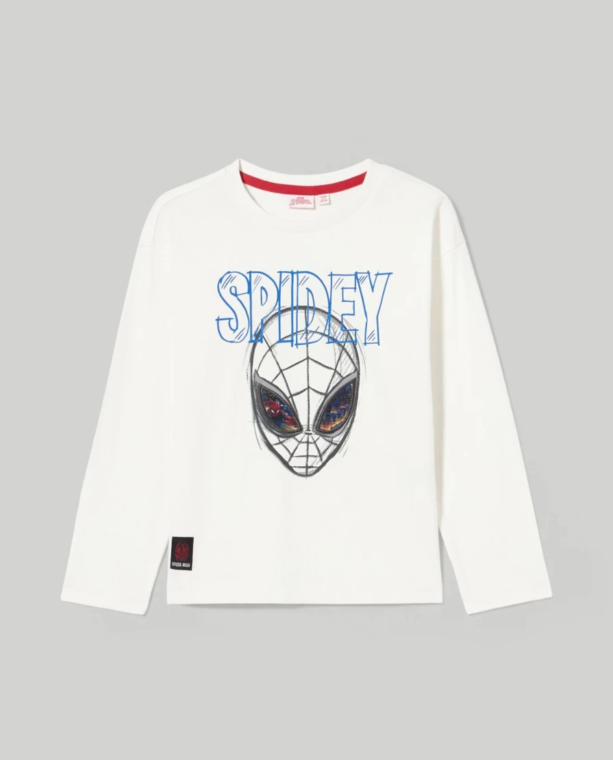 Blukids Spider-Man Long Sleeve T-Shirt for Kids - Marvel Superhero Graphic Tee for Children