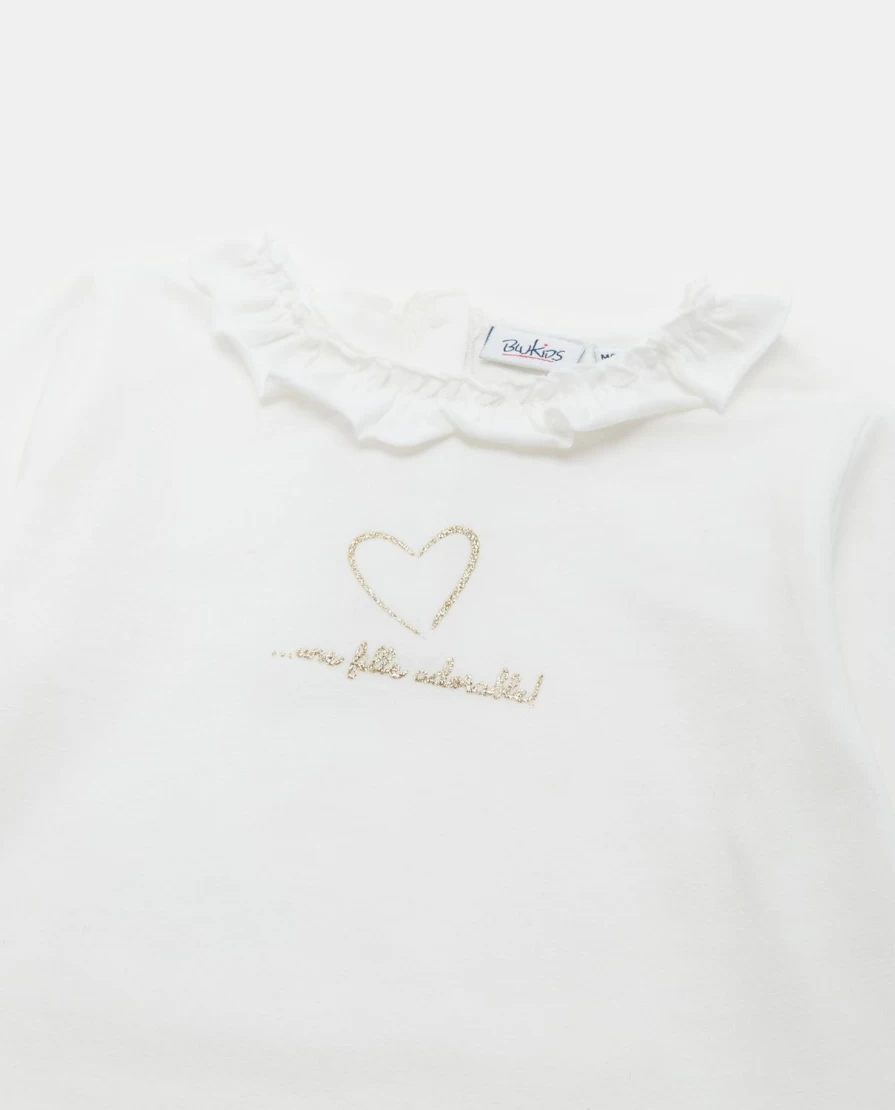 Blukids Newborn Baby Girls Ruffled Neck Stretch Cotton T-Shirt