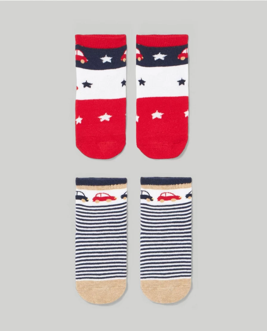 Blukids Non-Slip Baby Socks for Newborns - Pack of 2 Pairs, Anti-Skid Infant Socks