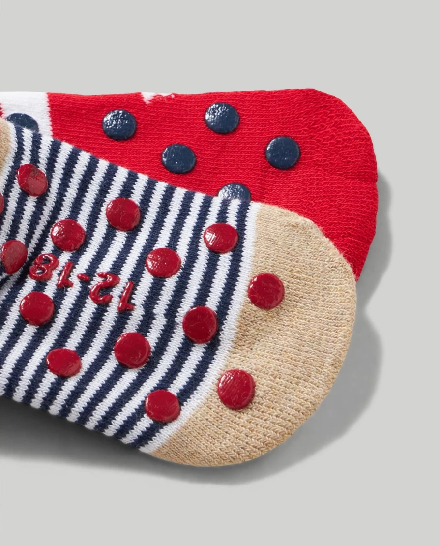 Blukids Non-Slip Baby Socks for Newborns - Pack of 2 Pairs, Anti-Skid Infant Socks