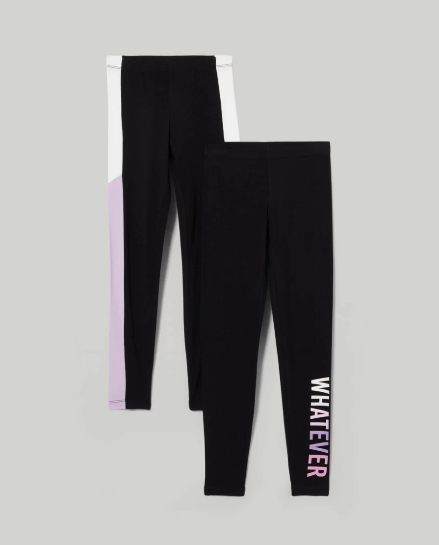 Blukids Youth Girls' Stretch Cotton Leggings - Pack of 2 Comfy & Soft Everyday Pants