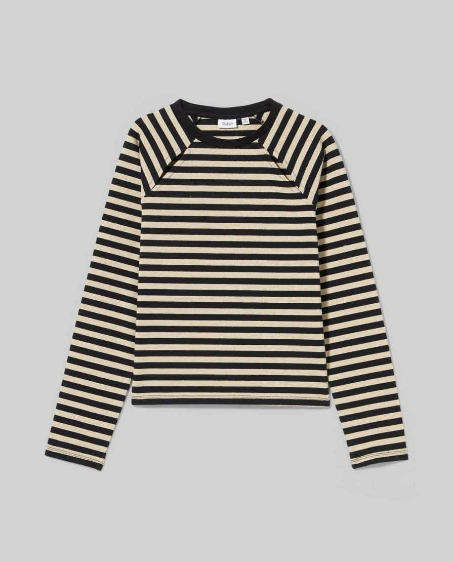Blukids Youth Girls' Striped Lurex Yarn-Dyed T-Shirt