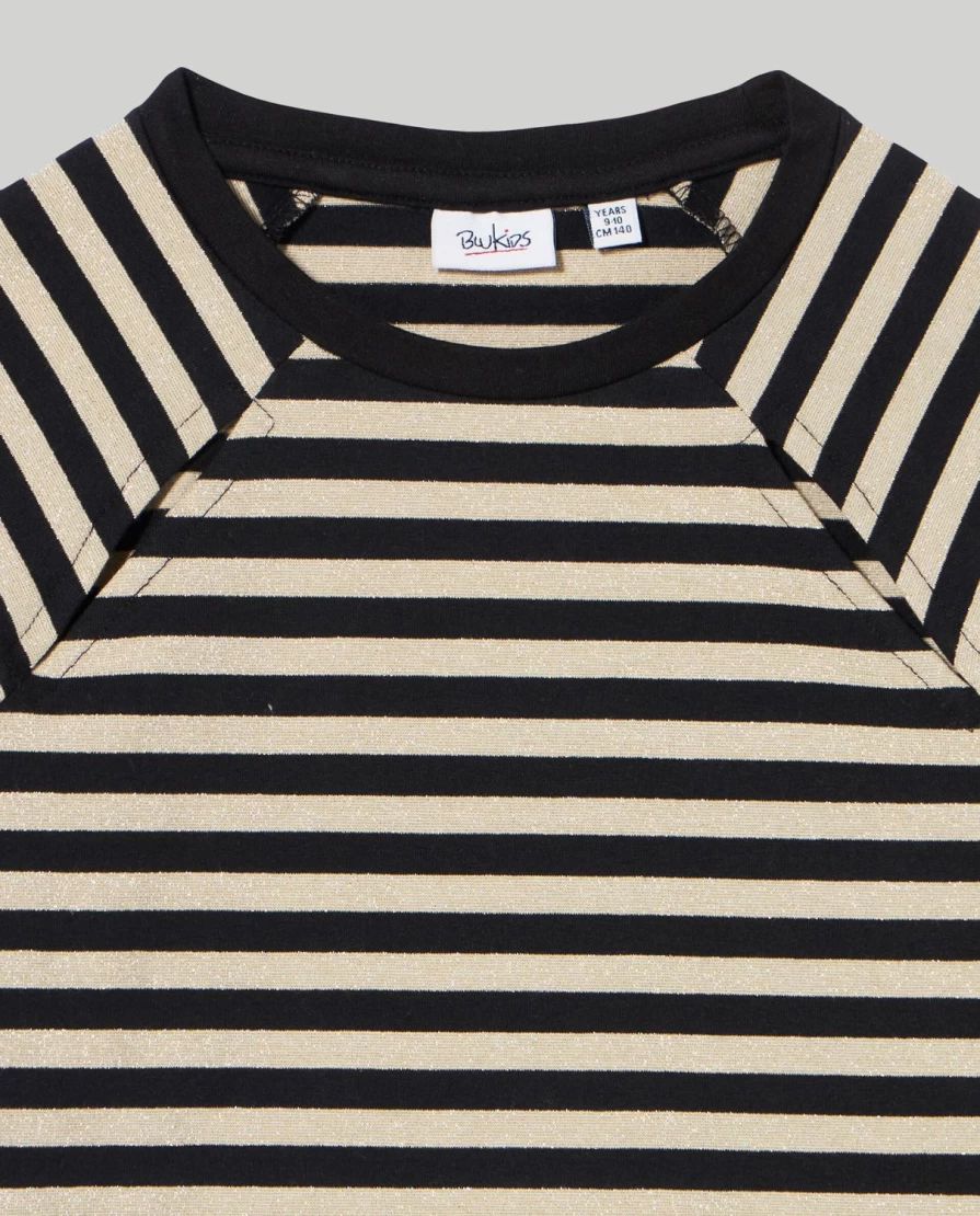Blukids Youth Girls' Striped Lurex Yarn-Dyed T-Shirt