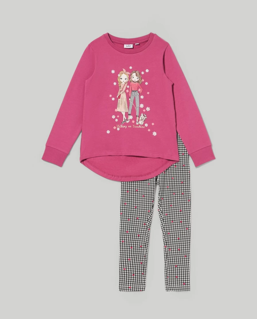 "Blukids Girls' Stretch Cotton Jogging Set – Comfortable Kids' Activewear"