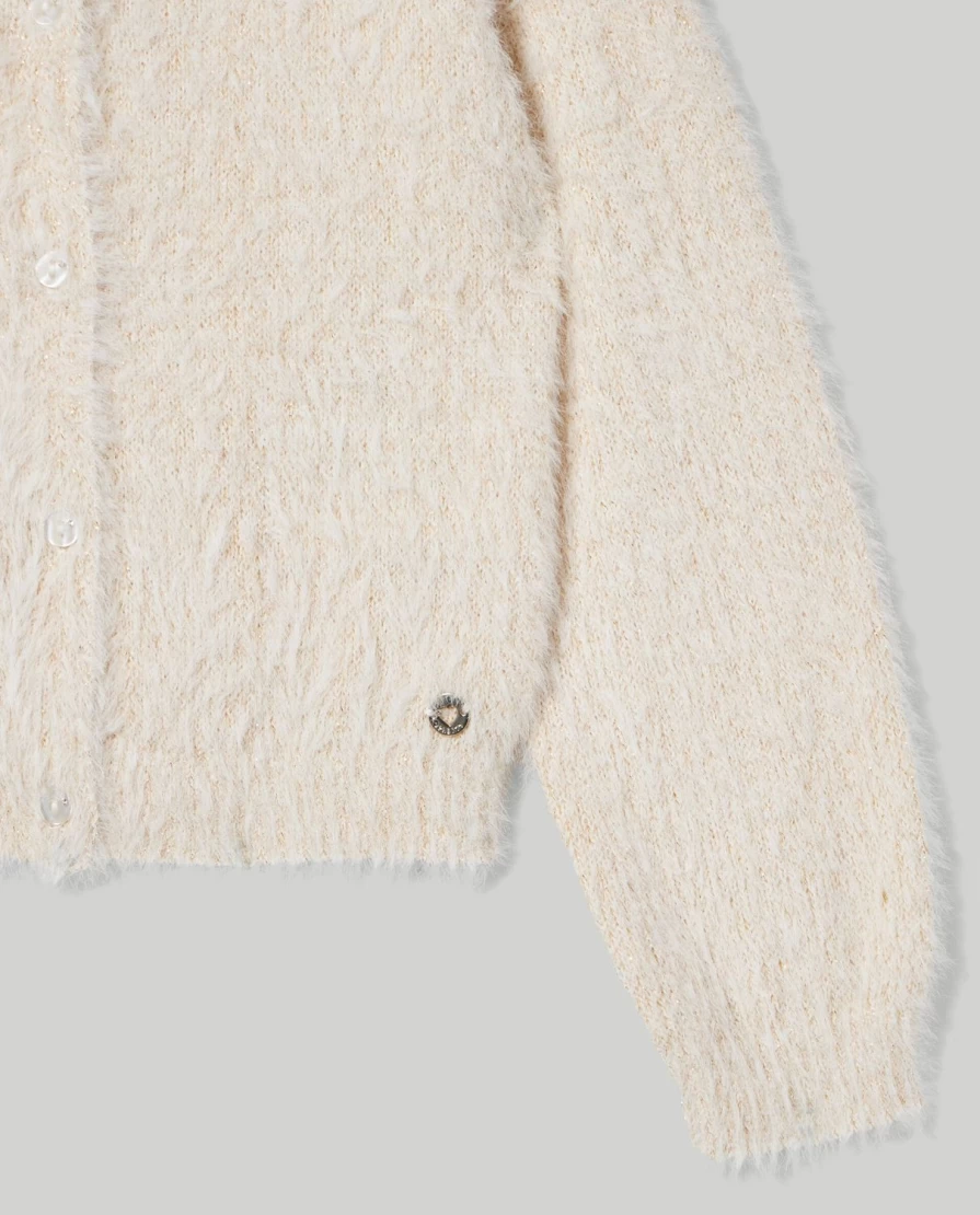 Blukids Girls' Fur Effect Yarn Cardigan - Soft Cozy Kids Sweater