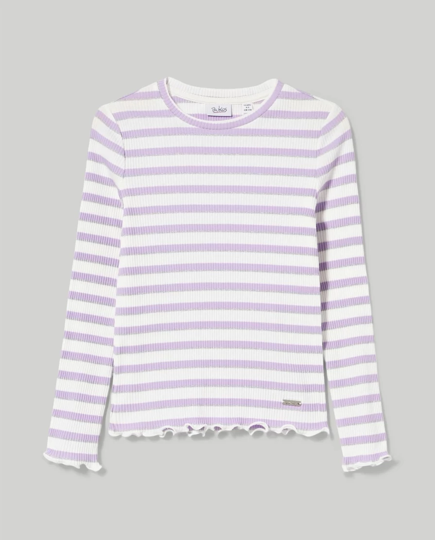 "Blukids Girls' Long Sleeve Ribbed Cotton T-Shirt - Soft Kids Top"