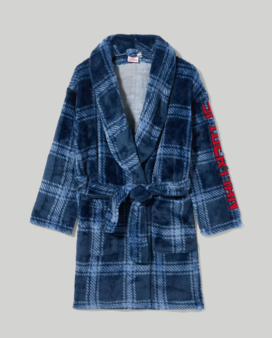 Blukids Kids Coral Fleece Hooded Bathrobe - Soft Warm Children's Dressing Gown