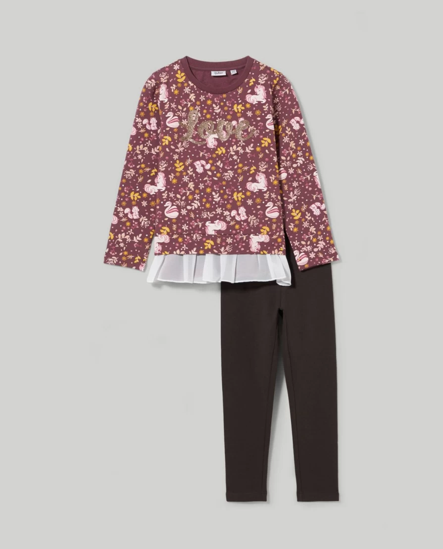 "Blukids Girls' Ruffle Detail Stretch Sweatshirt Jogging Set - Comfortable Children's Activewear"