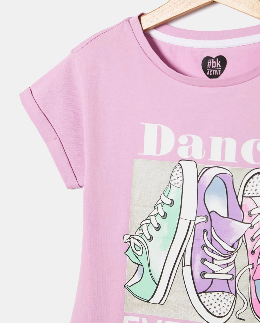 "Blukids Youth Stretch Cotton Crew Neck Print T-Shirt for Girls"
