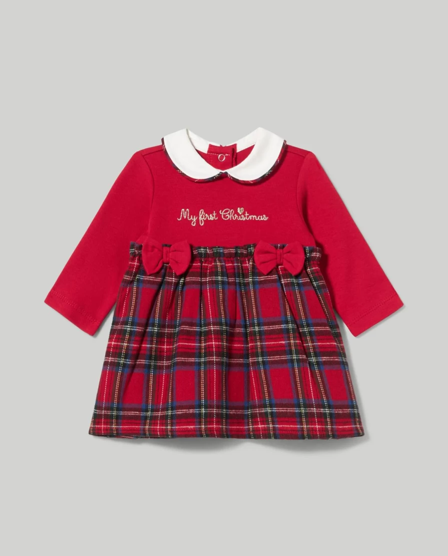 Blukids Newborn Baby Girls' Warm Cotton Checkered Dress
