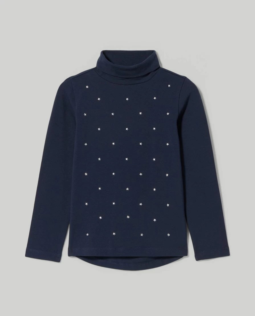 Blukids Girls' Cotton Studded Turtleneck Top for Children