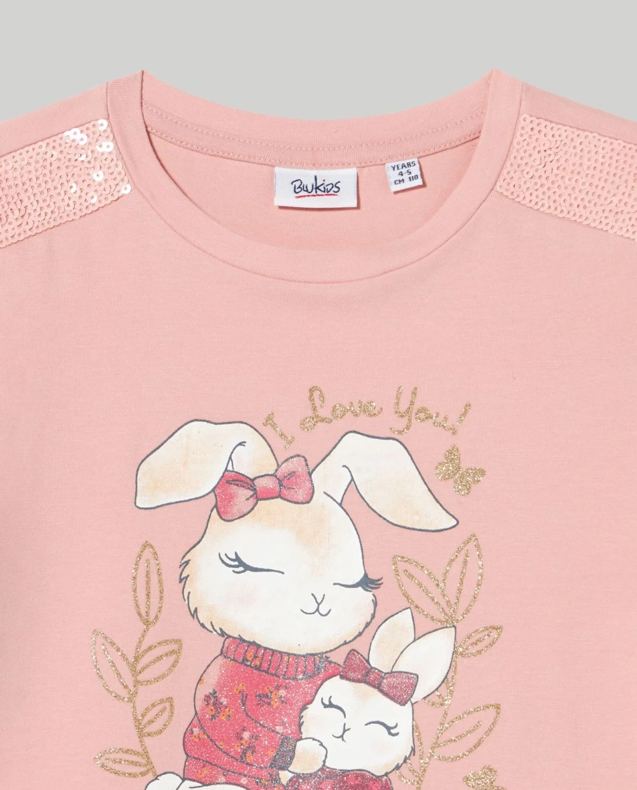 Blukids Girls' Sparkly Long Sleeve T-Shirt with Glitter & Sequins for Children