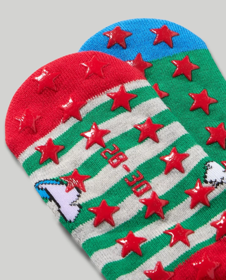 "Blukids Lilo & Stitch Kids' Christmas Socks - Pack of 2 Non-Slip Short Socks for Children"